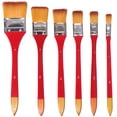 thumbnail image 1 of 6 pinceles planos de nailon para óleo, acrílico, pintura especial, herramientas profesionales, color rojo, 1 of 14