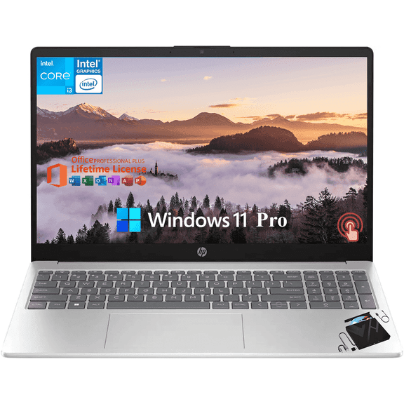 HP 15.6" Touchscreen Laptop Computer, Intel 6-Core i3-1215U(Up to 4.4GHz), Intel UHD Graphics, 16 GB RAM, 1 TB SSD, Wi-Fi 6E, HDMI, Copilot, Windows 11 Pro & Office Pro Lifetime License