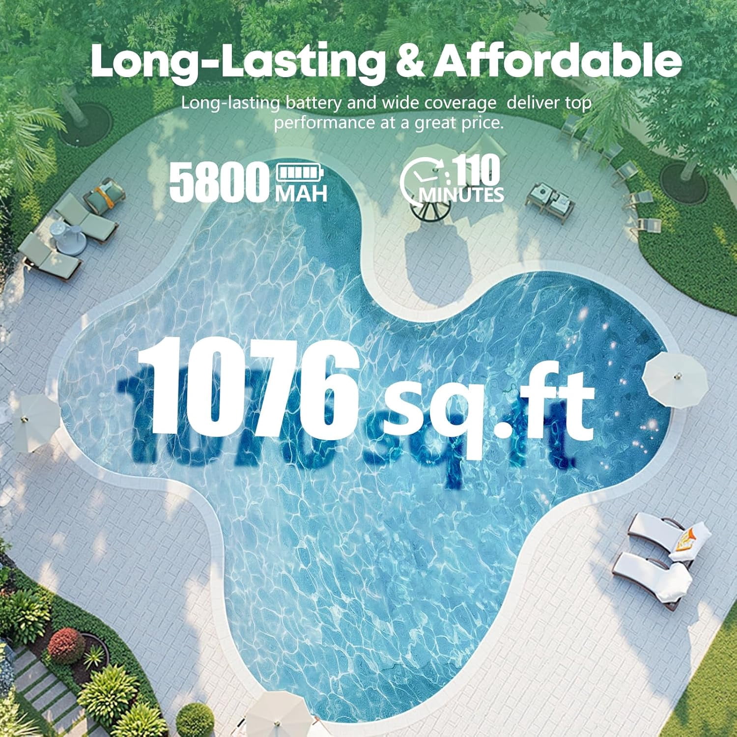 Cyanith MF-PC01 Cordless Robotic Pool Cleaner, 110-Min Runtime, Self-Parking, Adjustable Nozzles, for Above-Ground and Flat-Bottom Inground Pools up to 1026 Sq Ft,pink
