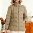 thumbnail image 2 of Packable Puffer Jacket Women Plus Size Winter Warm Jacket Padded Coats Lightweight Down Coat Long Sleeve Outerwear, 2 of 5