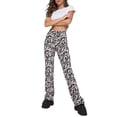 thumbnail image 1 of VISgogo Pantalones de pierna recta para mujer, pantalones de cintura alta con estampado estampado, marrón / negro / verde / azul / café VISgogo moda, 1 of 9