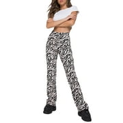 Angle View: FOCUSNORM Women Y2K High Waist Vintage Printing Leg Stretch Slim Fit E-Girls 90S Trousers
