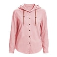 thumbnail image 5 of Zeijnsda Womens Hooded Coats Women's Thin Comfy Loose Hooded Cardigan Solid Color Cotton Linen Daily Outings Hoodies Fashion Button Long Sleeved Shirts, 5 of 7
