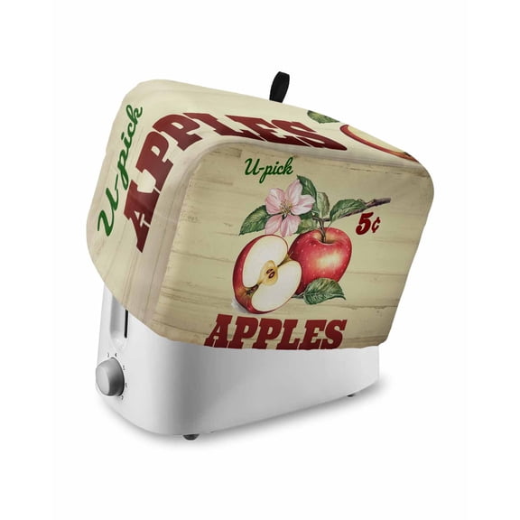 Fruit Floral Toaster Cover 4 Slice, Large Kitchen Appliance Covers, Farmhouse Vintage Botanical Plants Wooden Toaster Oven Cover with Loop, Bread Machine Cover Polyester Dust Cover Protection