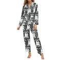thumbnail image 5 of Hpapadks Halloween Women Pajama Sets Graphic Long Sleeve Button Down Shirts and Pants 2 Piece Sleepwear Women Pjs Navy, 5 of 6