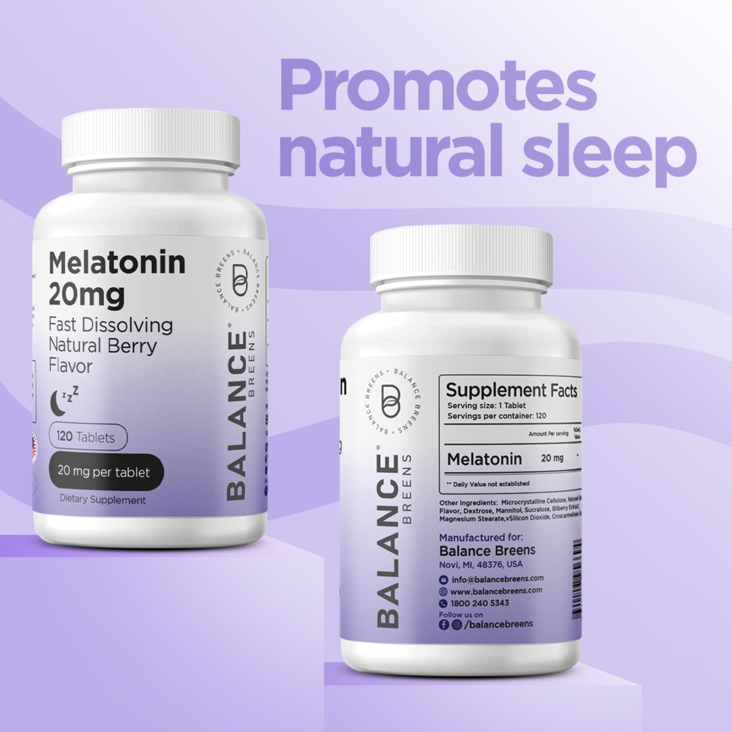 Melatonin 20mg, 120 Tablets - Natural Sleep Aid