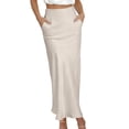 thumbnail image 3 of Busydd Women's Satin Skirts with Pockets Trendy Comfortable Maxi Skirts for Women Casual Solid Color Long Skirts M, 3 of 7