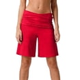 thumbnail image 2 of Dwellite Shorts for Women Low Rise Fold Over Short Wide Leg Yoga Pants Y2K Lounge Palazzo Gauchos Pant Red M, 2 of 7