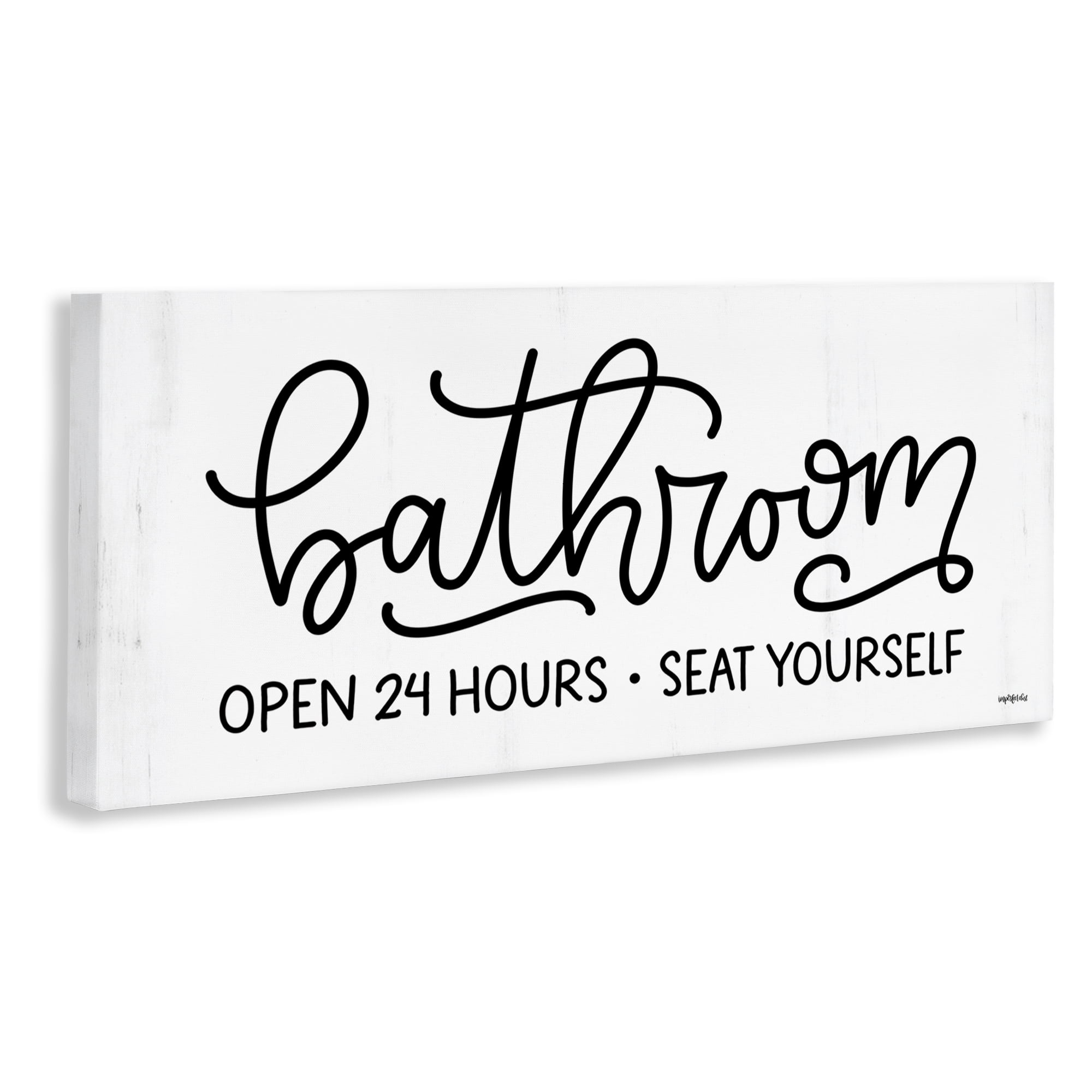 Stupell Industries Bathroom Seat Yourself Bath & Laundry Painting Wrapped Canvas Art Print Wall Art, 24 x 10
