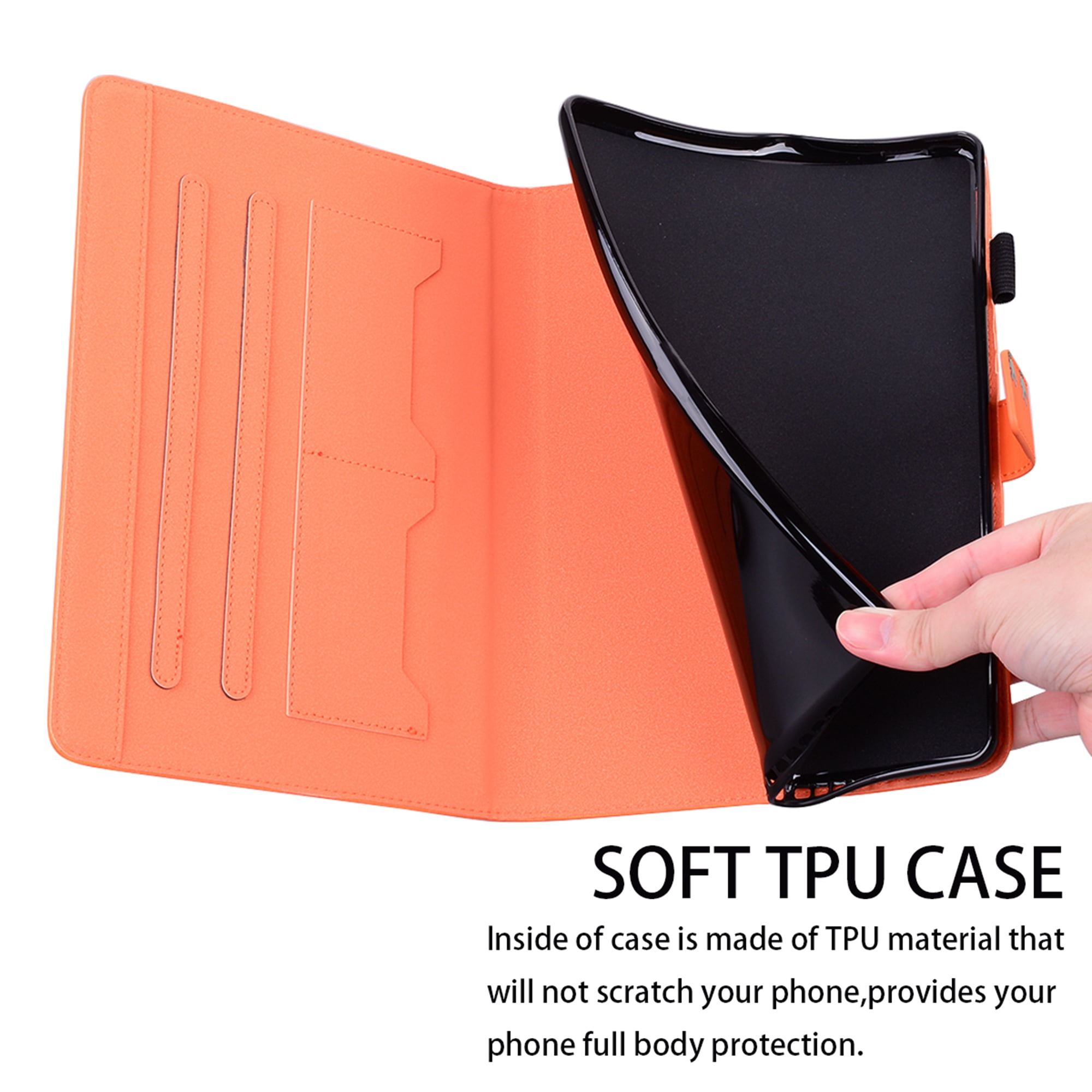Dteck Folio Case for iPad Air 13-inch (M3/M2) 2025/2024, Multi-Angle Viewing Protective Stand Cover with Pencil Holder & Card Holder,Orange