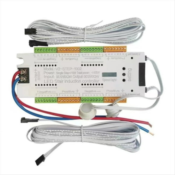 Kit de Controlador de Luz de Escalera con Sensor de Movimiento LED Automático de 32 Canales para Escaleras Tira Flexible 12V 24V