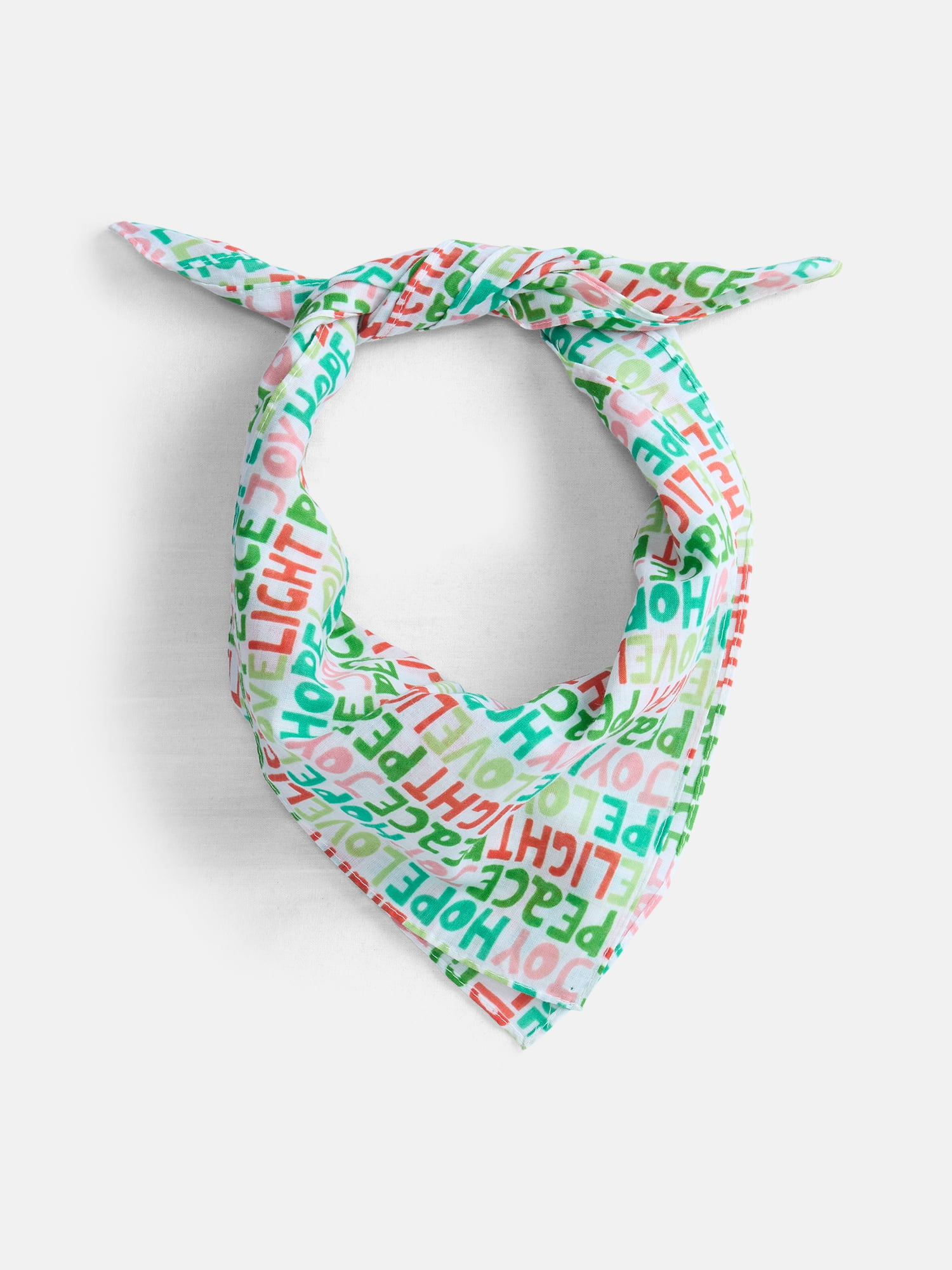 Holiday Time Woven Festive Words Bandana, One Size, Lime, Cotton