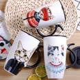 thumbnail image 3 of Ceramic Mug Fashion Cat Printed Milk Mug Coffee Mug Tea Mug with Lid, 3 of 10
