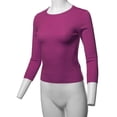 thumbnail image 5 of A2Y Women's Basic Casual Colorful 3/4 Sleeve Knit Pullover Sweator Top Purple M, 5 of 6
