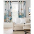 thumbnail image 2 of Teal Blue Coastal Blackout Curtains for Bedroom Living Room Darkening Curtains 63 Inches Long Summer Beach Starfish Shell Coral Nautical Window Curtain 2 Panels Set Window Treatment Drapes 52"x63", 2 of 9