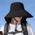 thumbnail image 3 of Aosijia Womens Chapeau de Soleil avec Queue de Cheval Large Bord Chapeau de Plein Air Randonnée Safari Plage Grdening Chapeau de Pêche avec Rabat du Cou, 3 of 9