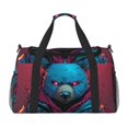 thumbnail image 1 of Easygdp Neon Cyberpunk Blue Bear Print Gym Bag Travel Duffel Bag,Weekender Bags for with Compartment,Carry on Overnight Bag, 1 of 7