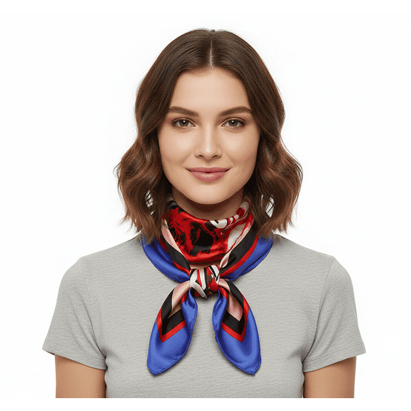 Versace Jeans Couture Periwinkle/Multi Signature Rosy Print Medium Square Scarf for Womens