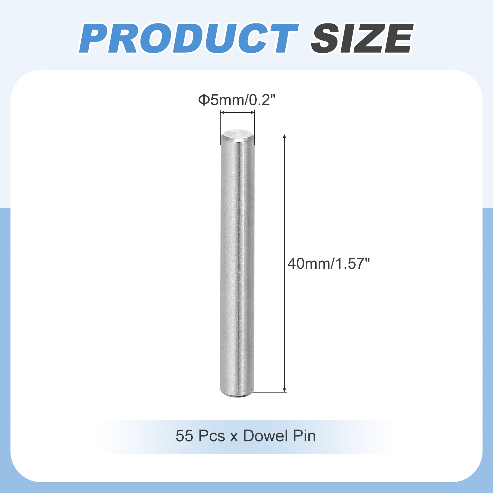 55Pcs Dowel Pin 5mm x 40mm Shelf Support Pin 304 Stainless Steel