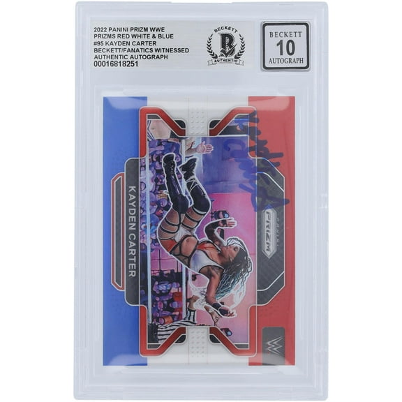 Kayden Carter WWE Autographed 2022 Panini Prizm Red White & Blue Prizm #95 Beckett Fanatics Witnessed Authenticated 10 Card - Fanatics Authentic Certified