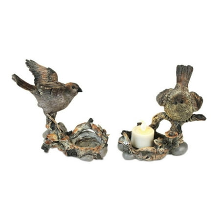 UPC 093422172301 product image for Set of 2 Nature's Story Teller Bird on Branch Tea Light Candle Holders 5.5 | upcitemdb.com