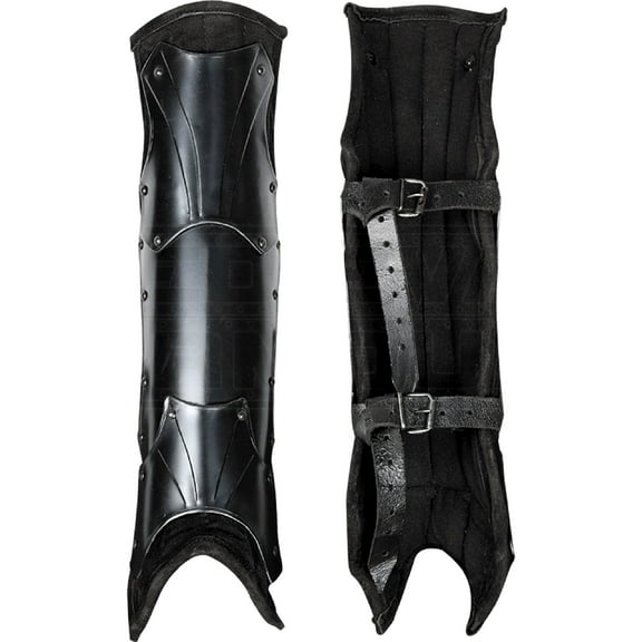 Blackened Fafnir Greaves Viking Leg Guard Armour