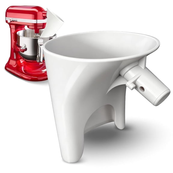 Flour Funnel for KitchenAid Mixer 5 Qt, Anti-Splash Attachment for Tilt-Head Stand Mixer 4.5 & 5 Quart (KSM150), Dishwasher Safe No-Mess Baking Tool, Easy Pour Accessory