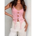 thumbnail image 4 of Women Lace Camisoles Ruffles Spaghetti Straps Sleeveless Backless Tank Tops Summer Vests Streetwear, 4 of 7