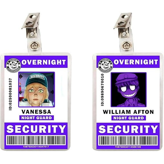 FNAF William Afton & Vanessa Security Set of 2 ID Badges