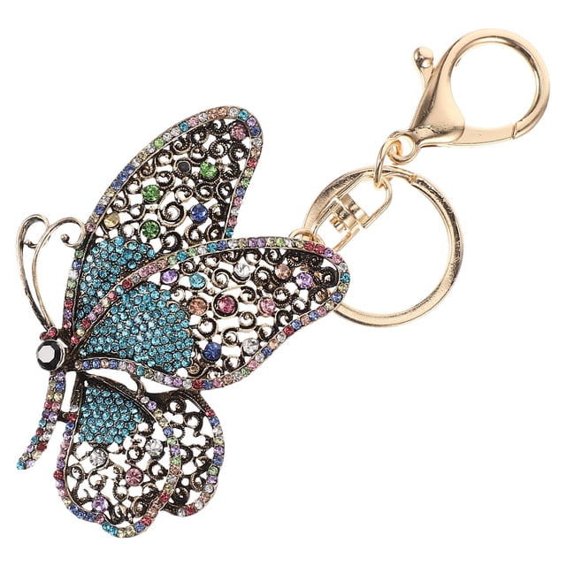 Miangastore Delicate Butterfly Keyring Rhinestone Multi-colored 1Pack 3.3x2.4in