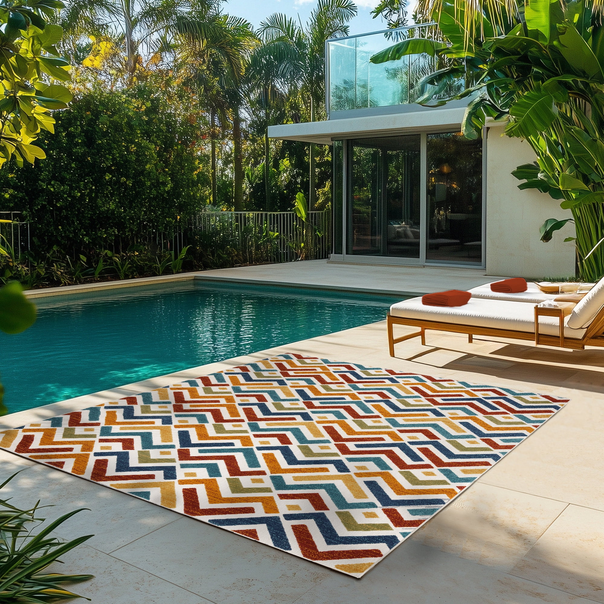 Kalari Tivra Indoor/ Outdoor Polypropylene Multi Flat Weave Area Rug, 8x10