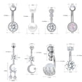 thumbnail image 2 of ZS 8PCS 14G Heart CZ Belly Button Rings Moon Dangle Navel Piercing Opal Belly Ring, 2 of 3
