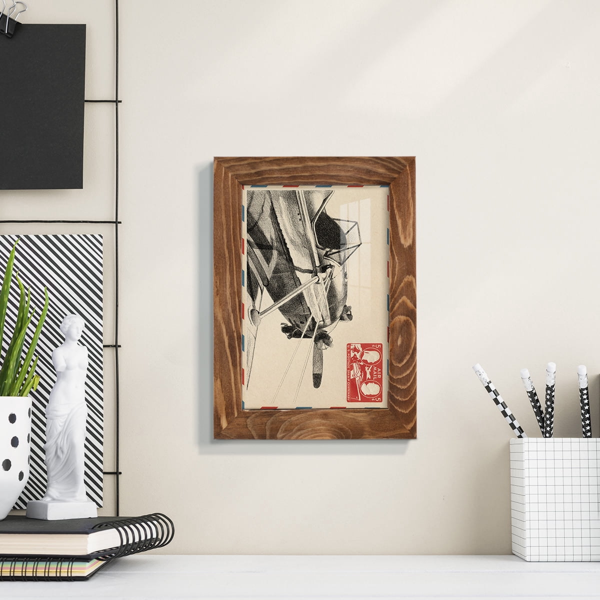 Vintage Airmail I -Framed Print w/glass-Walnut