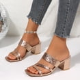 thumbnail image 2 of Rokment Ladies Metallic Chunky Block High Heels Slip on Open Back Dressy Sandals Business Office Leather Squaret Toe Slides Dress Pumps for Woman, 2 of 6