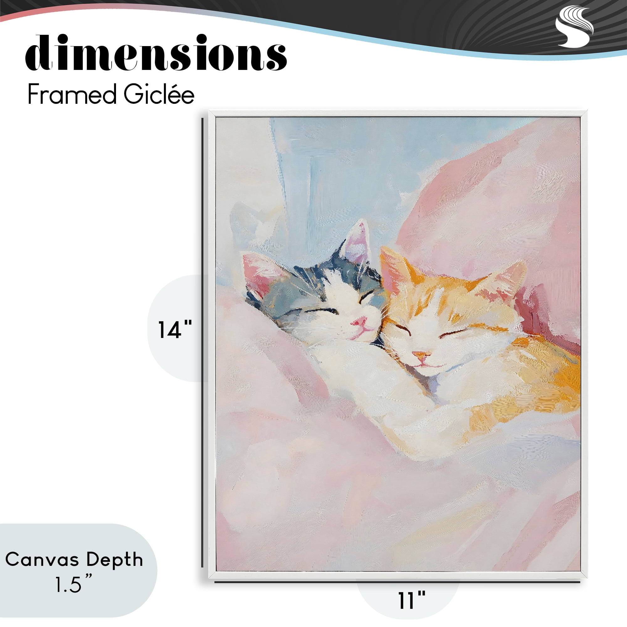 Stupell Industries Sleeping Kittens Embrace White Framed Giclee Art, design by The Prints Vibe