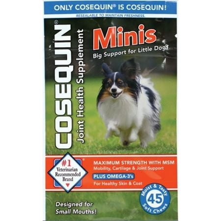 Nutramax Cosequin Maximum Strength with MSM Plus Omega-3's Mini Joint Health Supplement for Small Dogs, 45 Soft (Best Omega 3 Supplement For Dogs)
