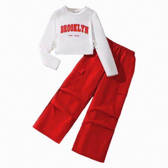 Baby Girls Boys Clothes Girls 2PCS Fall Winter Outfits Toddler Girls Long Sleeve Top Overall Pants Set Tracksuit Sweatsuits Set Back-To-School Outfit Set 10-11 Years