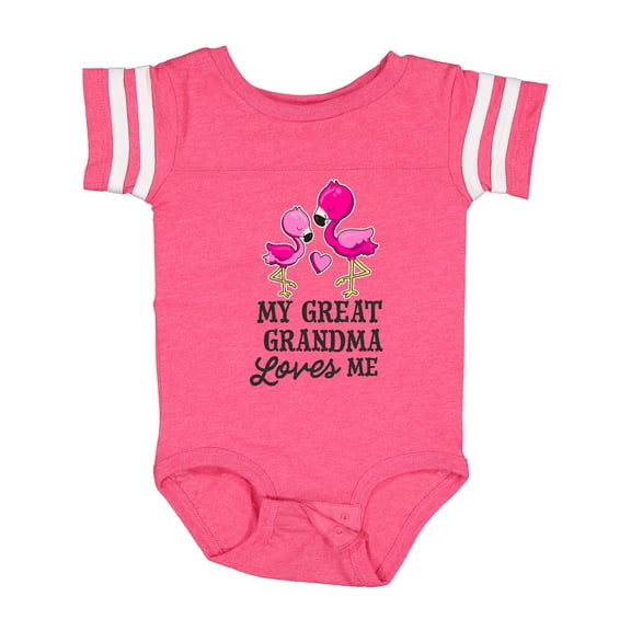 Inktastic My Great Grandma Loves Me with Two Flamingos Boys or Girls Baby Bodysuit