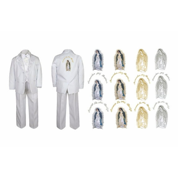 New Born Boy Christening Baptism White Suit Guadalupe Embroidery Back Sm-7