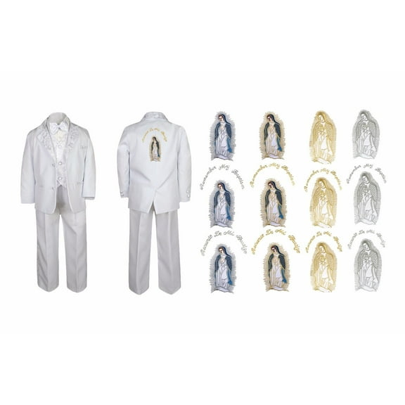 New Born Boy Christening Baptism White Suit Guadalupe Embroidery Back Sm-7