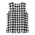 thumbnail image 6 of Wiyuqeen Womens Gingham Tank Top Sleeveless Crew Neck Loose Fit Summer Casual Tanks Lightweight Plaid Shirt for Beach Vacation Daliy Black L, 6 of 10