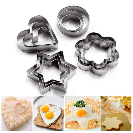 

WSSEY Metal Cookie Cutters Set - Star Cookie Cutter Stainless Steel Round Biscuit Cutter Heart Small Star Cookie Cutters Mini Flower Molds Cutter for Baking (12 Round Heart Flower Star Cookie Cutters)