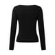 thumbnail image 5 of Tops ajustados para mujer: top corto de manga larga y cuello redondo, básico, ajustado, mezcla de poliéster, para entrenamiento/yoga/informal, tallas S-XL, 5 of 5