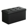 thumbnail image 1 of SONGMICS 30 Inches Folding Storage Ottoman Bench, Storage Chest, Footrest, Padded Seat, Ink Black, 1 of 5