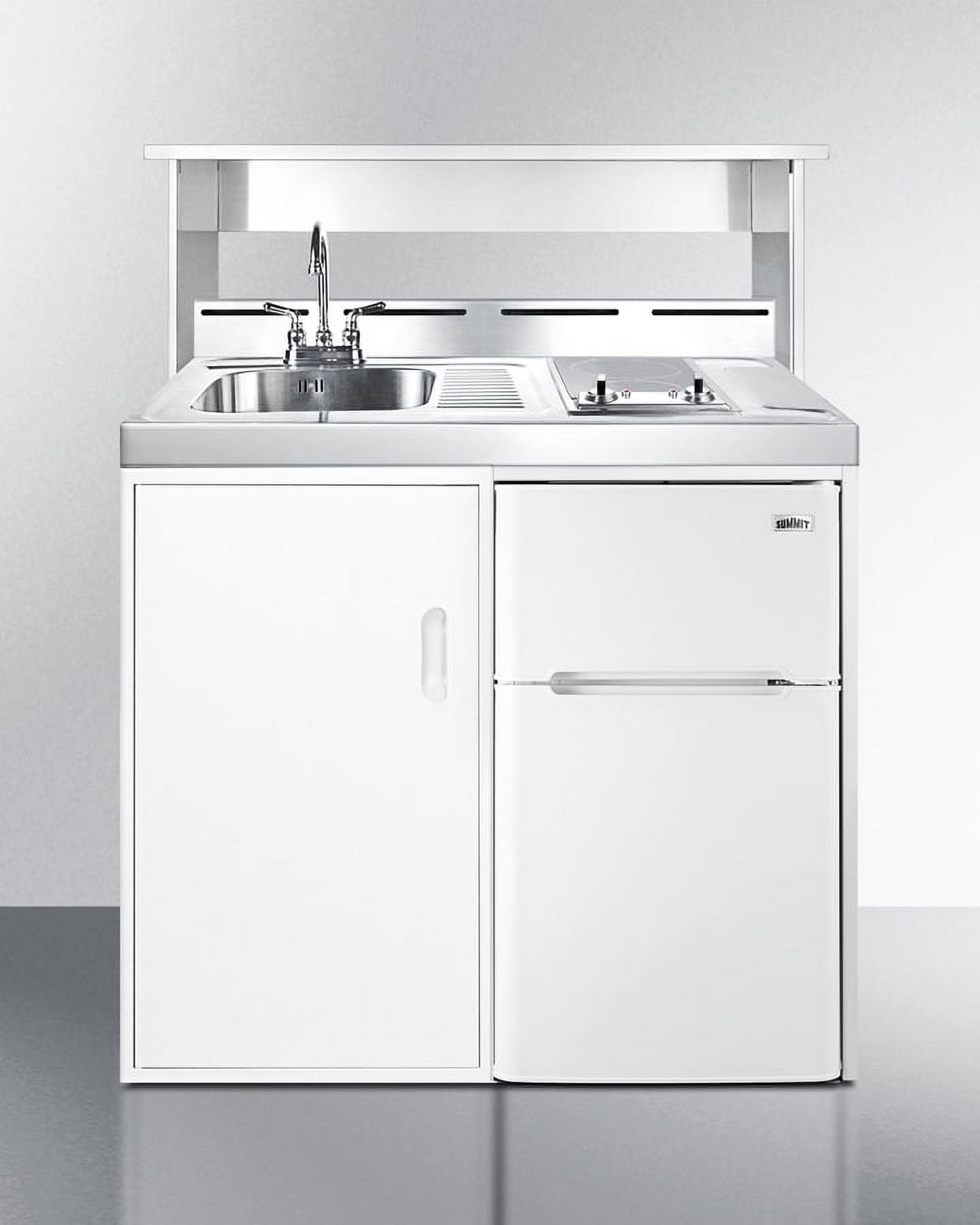 39" Wide All-In-One Kitchenette, White, Glass Burners