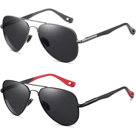 2 pack Trendy Polarized Aviator Sunglasses for Men Classic Sunglasses, UV385 Protection Mirror Lens, Fashion Vintage-USA