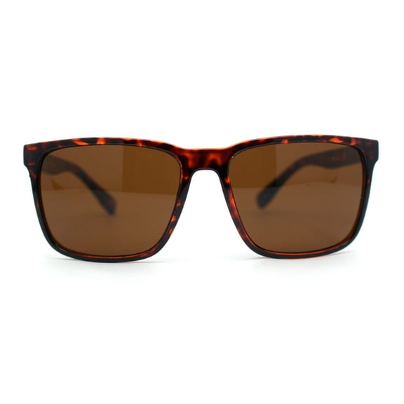 Mens Rectangular Minimal Horn Rim Sporty Gentlemanly Sunglasses Tortoise - Brown