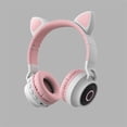 thumbnail image 2 of Bluetooth 5.0 Auriculares inalámbricos con orejas de conejo y gato LED con micrófono para niños y niñas, 2 of 2