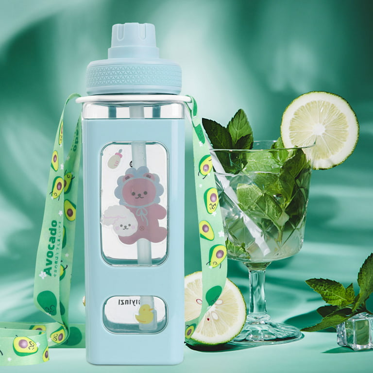 Cute Water Bottle with Foldable Straw 700ML Water Bottle Fruit Tea