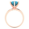 thumbnail image 4 of 3.0ct Round Cut Blue Turquoise 18k Pink Rose Gold Engraving Statement Bridal Wedding Solitaire Designer Ring Size 3.5, 4 of 5